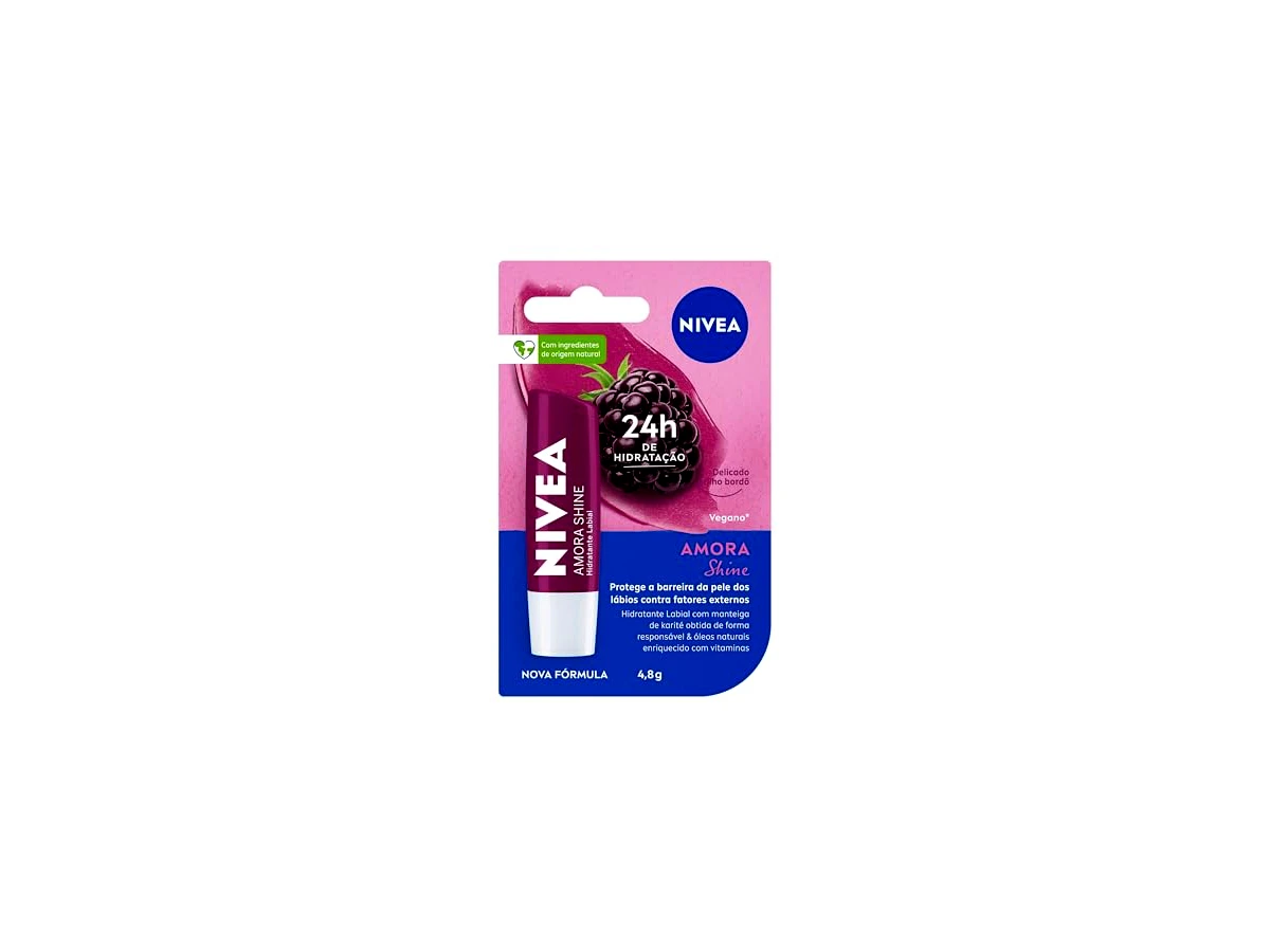 Revisão NIVEA Protetor Labial Hidratante Amora Shine com Óleos Naturais 4,8g: cor suave e bom custo-benefício para a rotina diária