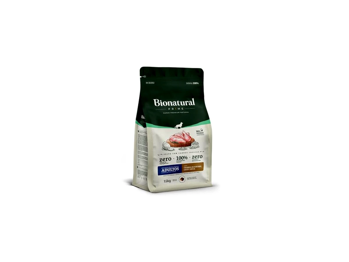 Ração Bionatural Prime para Cães Adultos de Raças Médias e Grandes Sabor Frango - 15kg