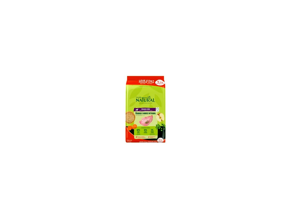 Ração Guabi Natural Super Premium para Cães Adultos de Raças Médias e Grandes Sabor Frango e Arroz Integral - 15kg