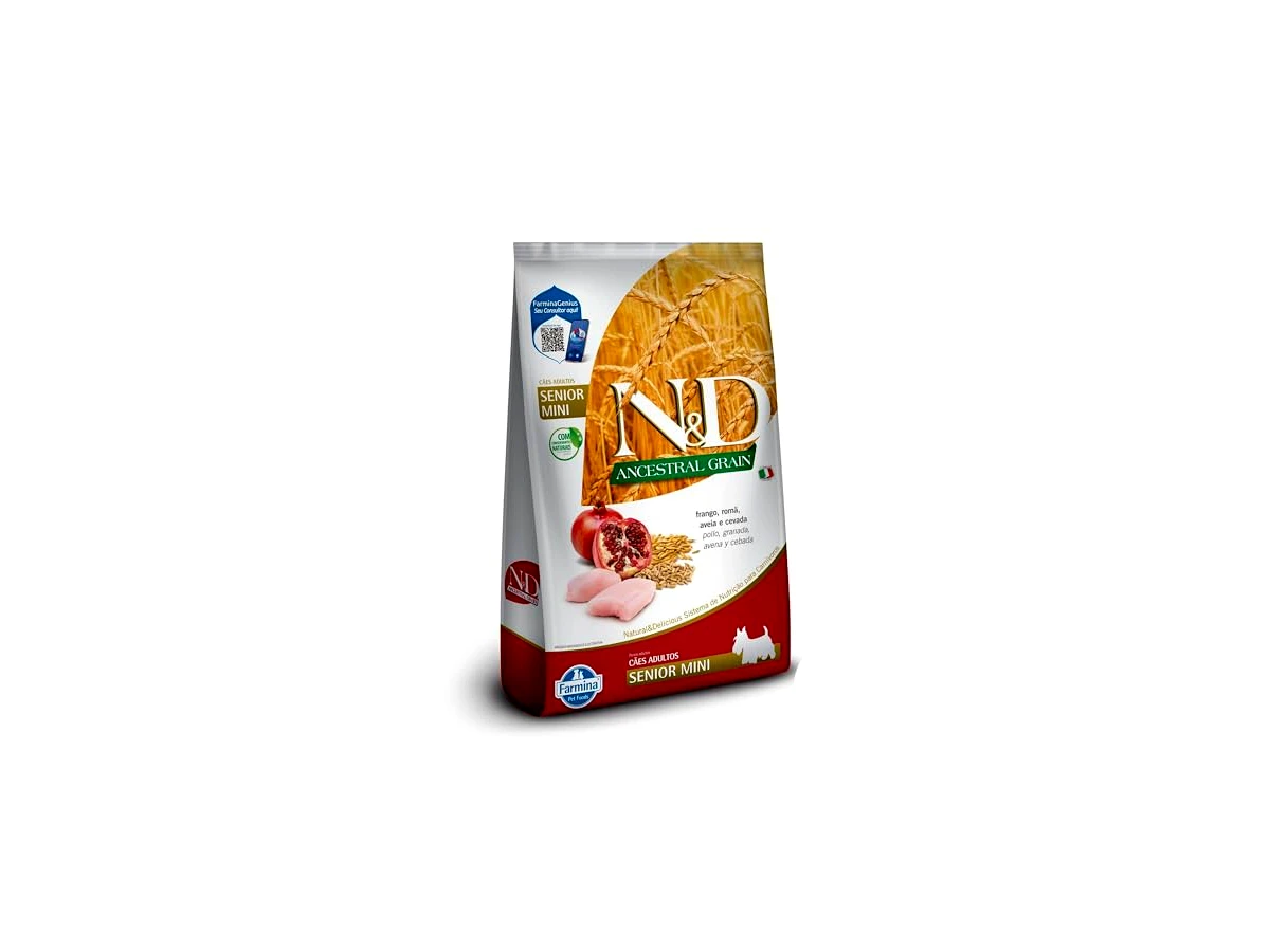 Ração Farmina N&D Ancestral Grain para Cães Idosos de Raças Pequenas Sabor Frango, Espelta, Aveia e Romã - 2,5kg