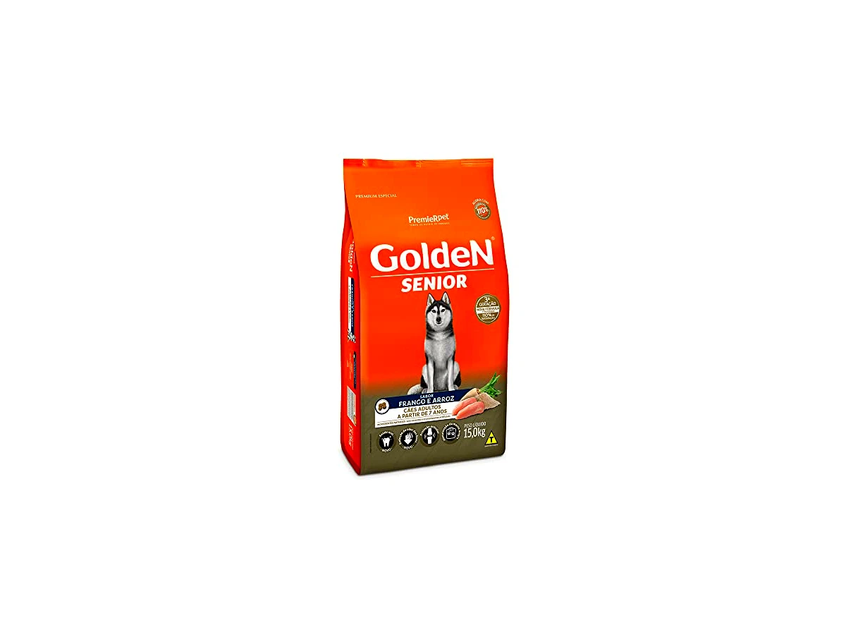 Ração Golden Formula Senior para Cães Idosos (+7 anos) Sabor Frango e Arroz - 15kg