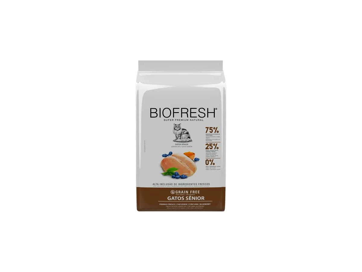 Ração BioFresh Super Premium para Gatos Castrados Sênior Sabor Mix de Carnes, Frutas, Legumes e Ervas Frescas - 1,5kg