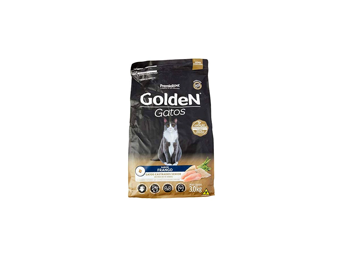 Ração Golden Premium Especial para Gatos Sênior Sabor Frango - 3kg
