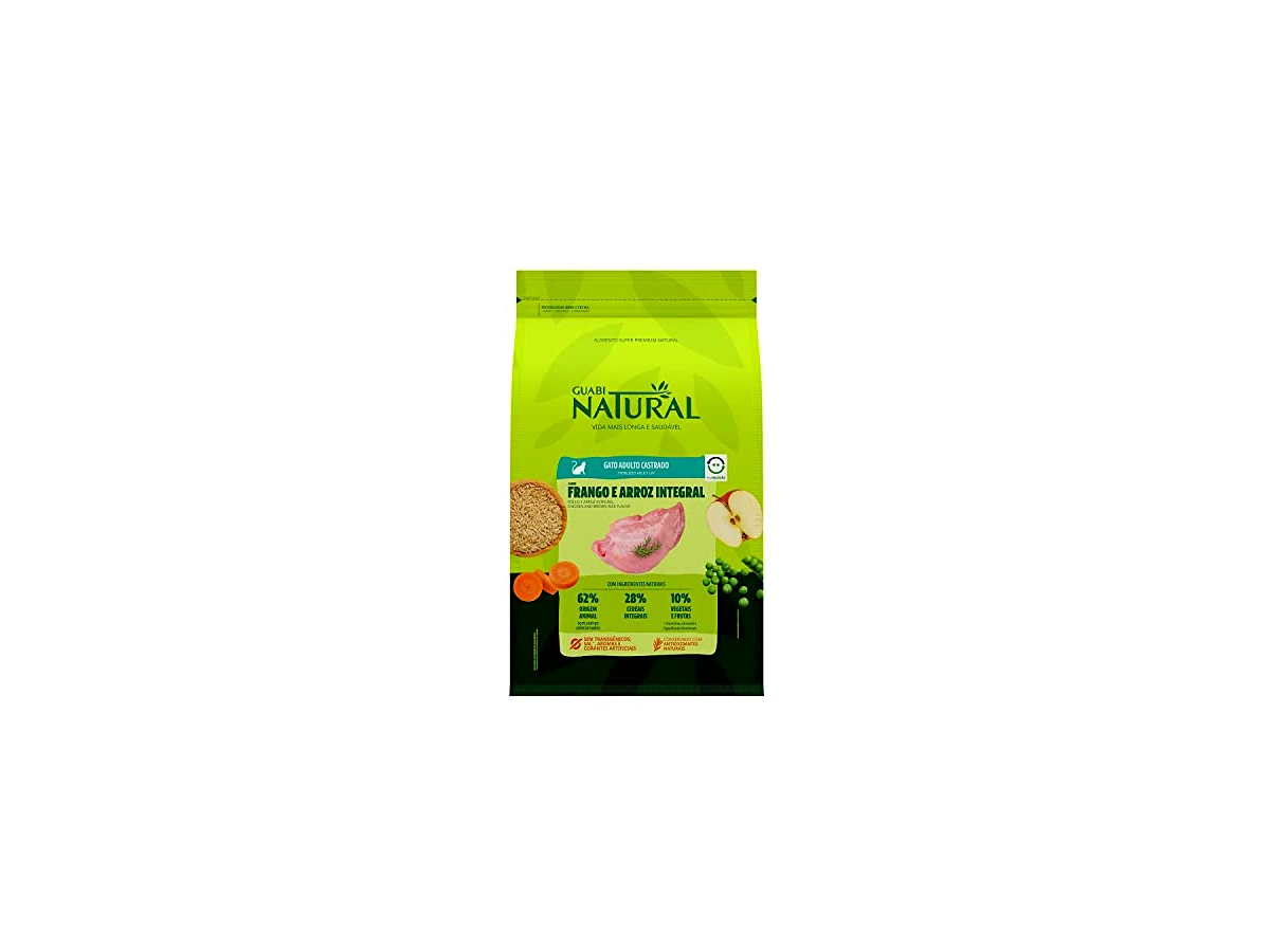 Ração Guabi Natural para Gatos Adultos Castrados Sabor Frango e Arroz Integral - 1,5kg