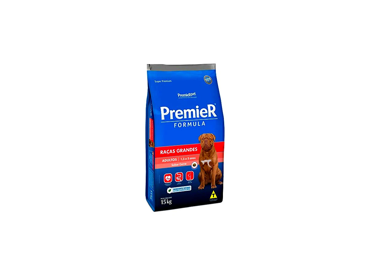 Ração Premier Fórmula para Cães Adultos de Raças Grandes Sabor Carne - 15kg