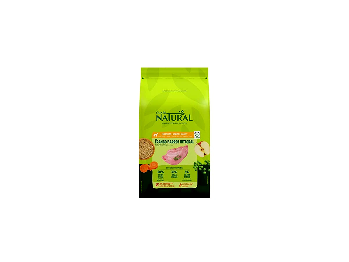 Ração Guabi Natural Super Premium para Cães Adultos de Raças Grandes e Gigantes Sabor Frango e Arroz Integral - 15kg