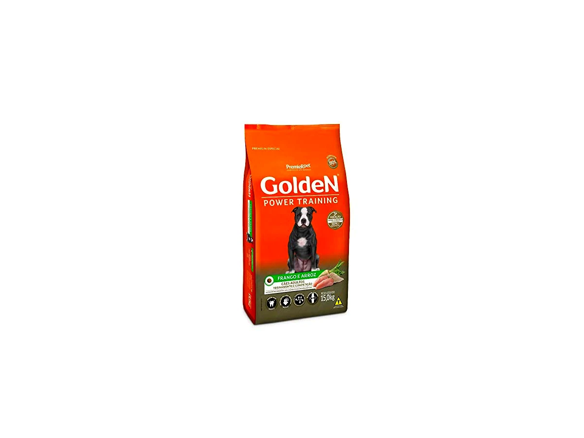 Ração Golden Power Training para Cães Adultos Submetidos a Alta Atividade Física Sabor Frango e Arroz - 15kg