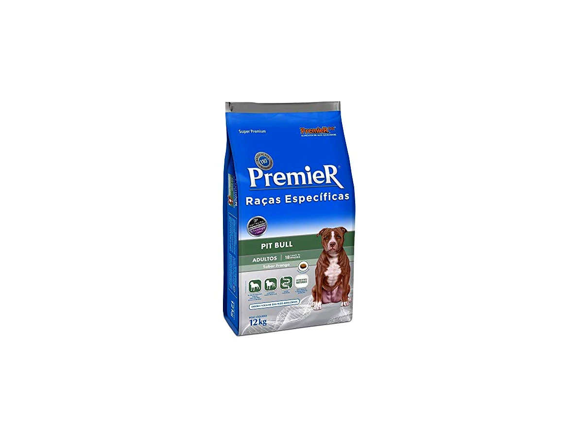 Ração PremieR Raças Específicas Pitbull para Cães Adultos Sabor Frango e Salmão - 12kg