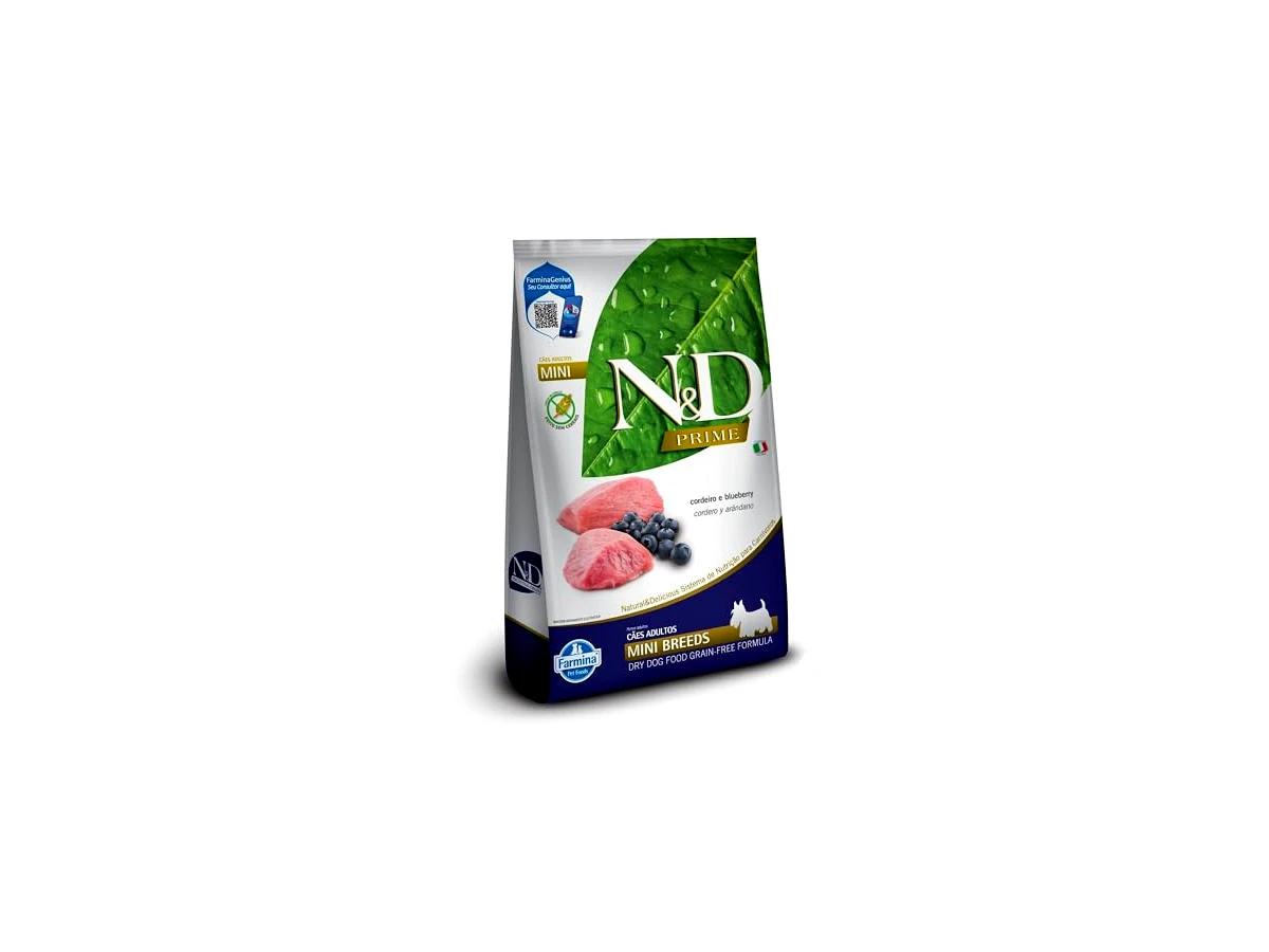 Ração Farmina N&D Prime Cães Adultos de Raças Pequenas Sabor Cordeiro e Mirtilo - 2,5 kg