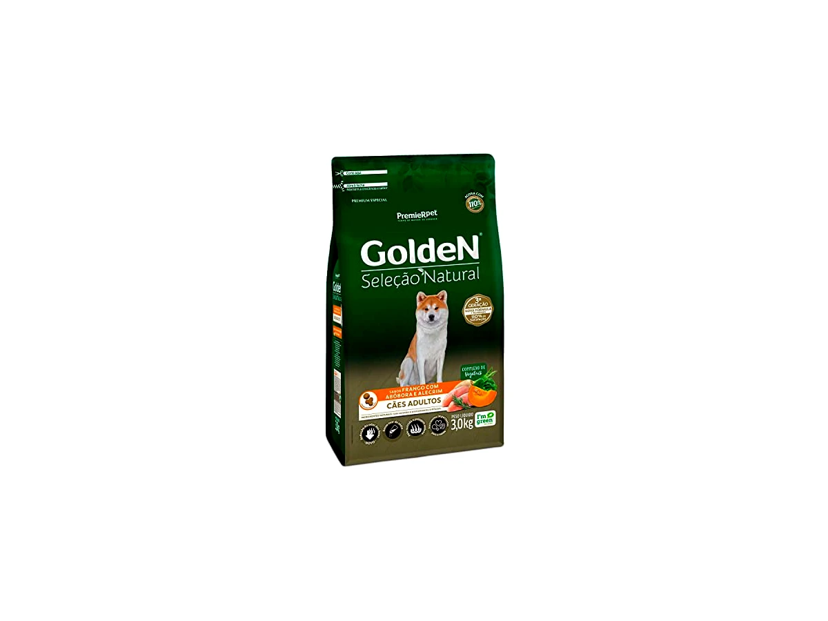 Ração GoldeN Seleção Natural para Cães Adultos de Raças Pequenas Sabor Frango, Abóbora e Alecrim - 3 kg