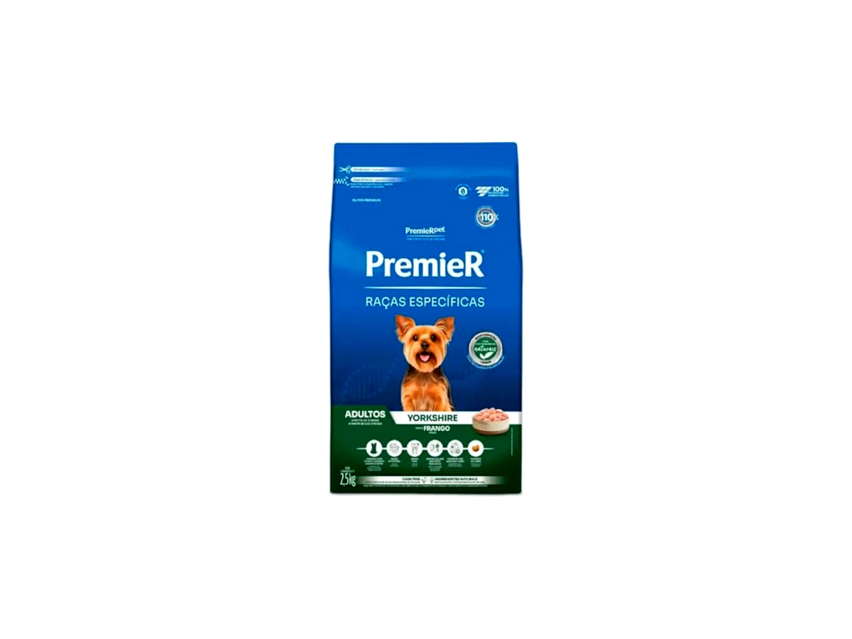 Ração PremieR Pet Raças Específicas Yorkshire Terrier Adulto Sabor Frango e Salmão - 2,5 kg