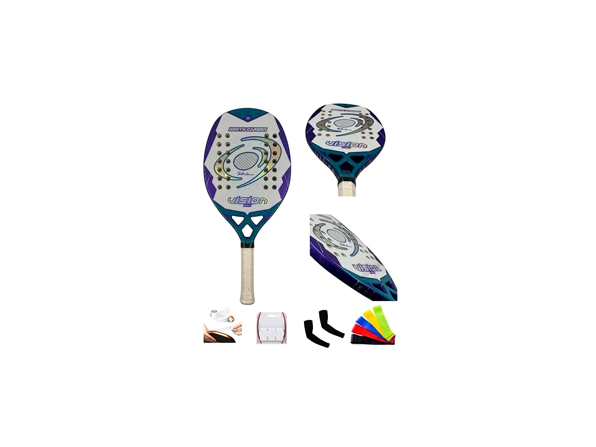 Revisão Raquete de Beach Tennis Vision White Carbon 2026: agilidade extrema e voleios implacáveis