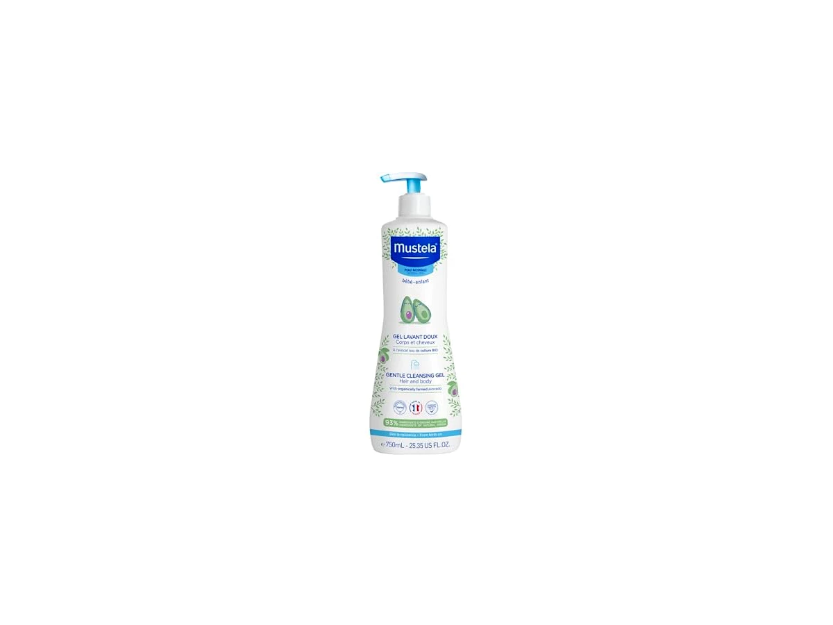 Gel Lavante Suave Mustela Bebê Corpo e Cabelo com Abacate Orgânico Válvula Pump 500ml