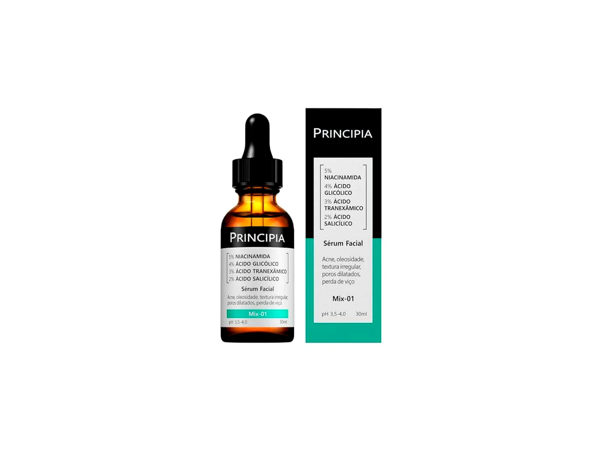 Revisão Principia Sérum Mix-01 Niacinamida 5% + Ácido Glicólico 5% + Ácido Tranexâmico 3% + Ácido Salicílico 2% 30ml: o campeão nacional em custo-benefício contra acne e manchas