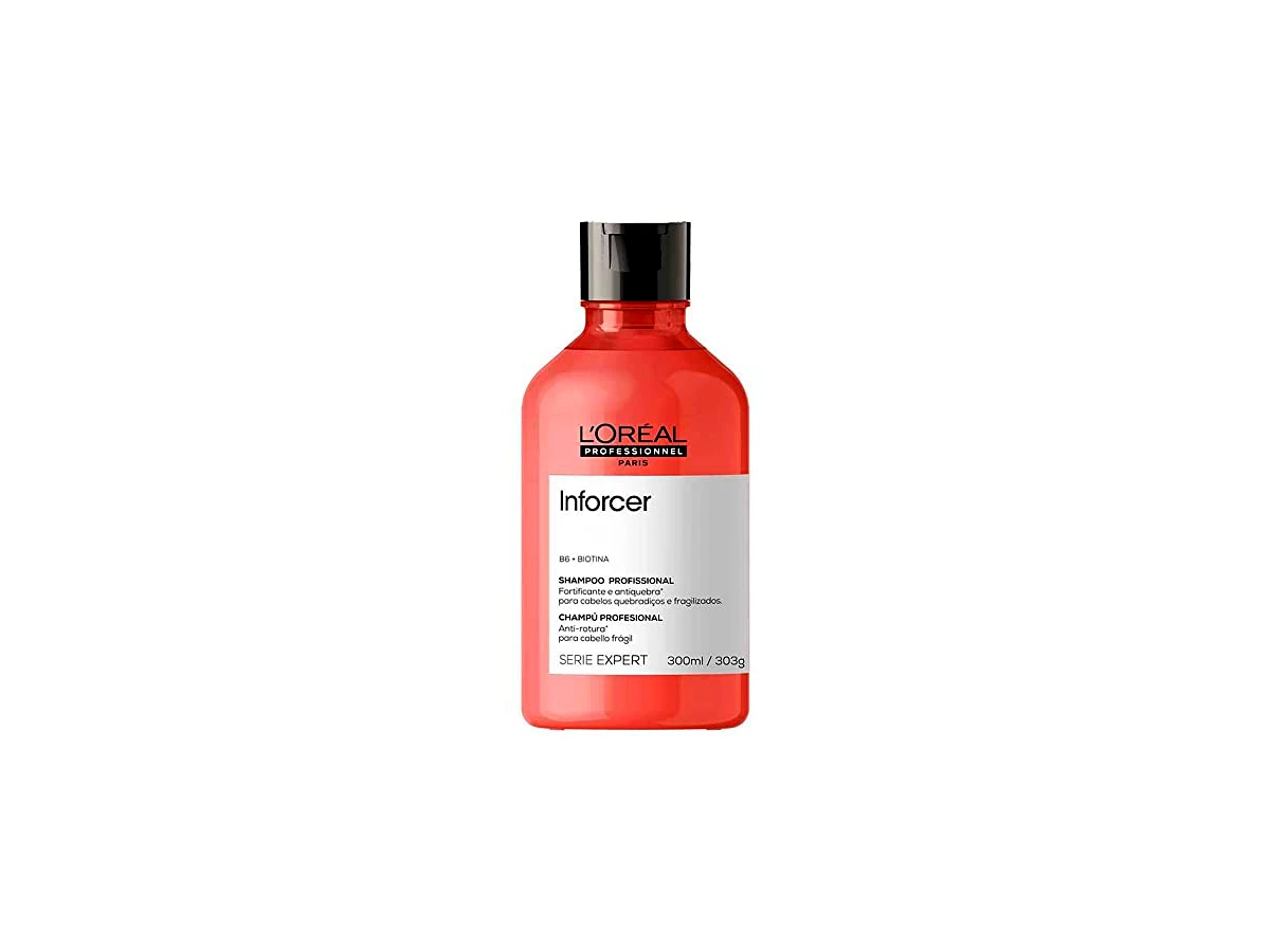 Revisão L'Oréal Professionnel Inforcer Shampoo Fortificante Antiqueda por Quebra com Biotina e Vitamina B6, 300ml: o melhor escudo para fios que se partem