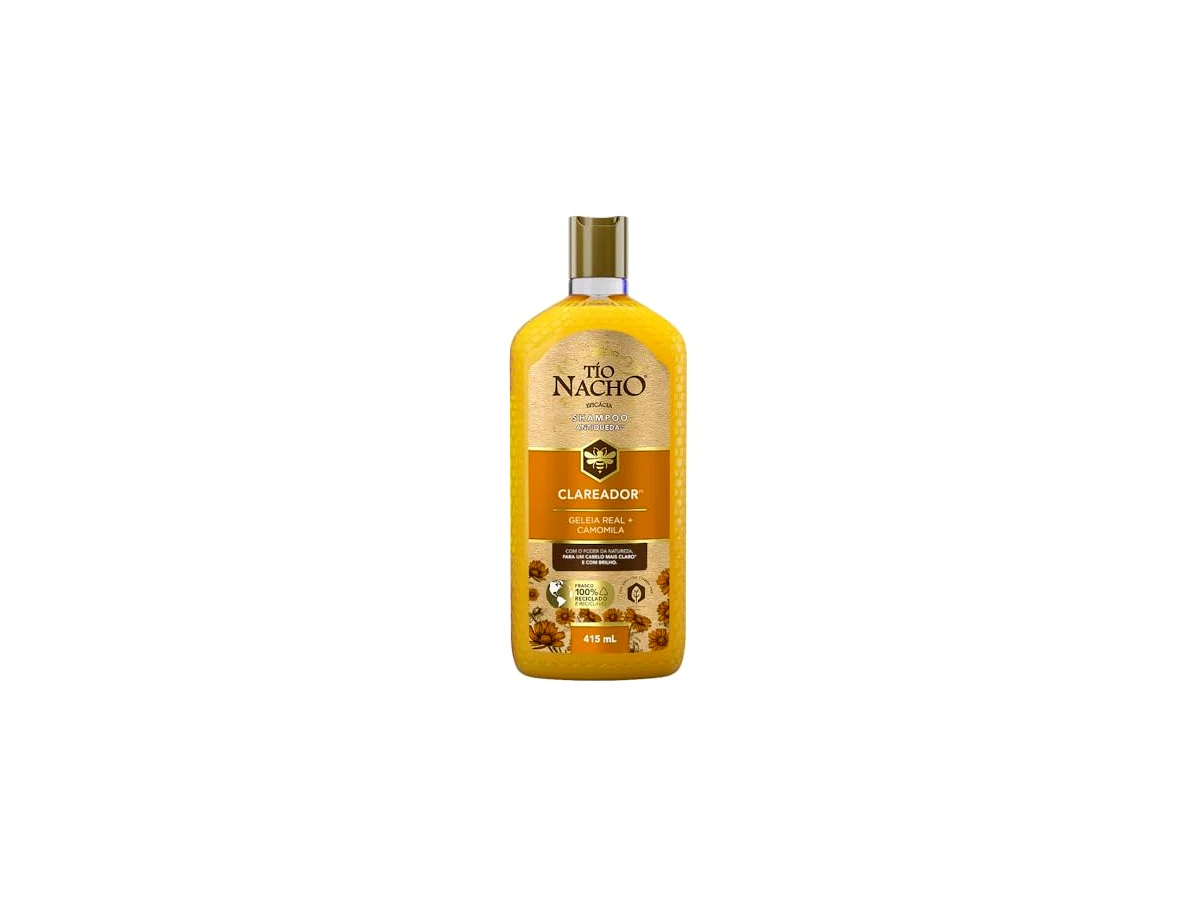 Revisão Shampoo Tío Nacho Clareador Antiqueda com Extrato de Camomila e Geleia Real 415ml: clareamento gradual aliado ao fortalecimento dos fios