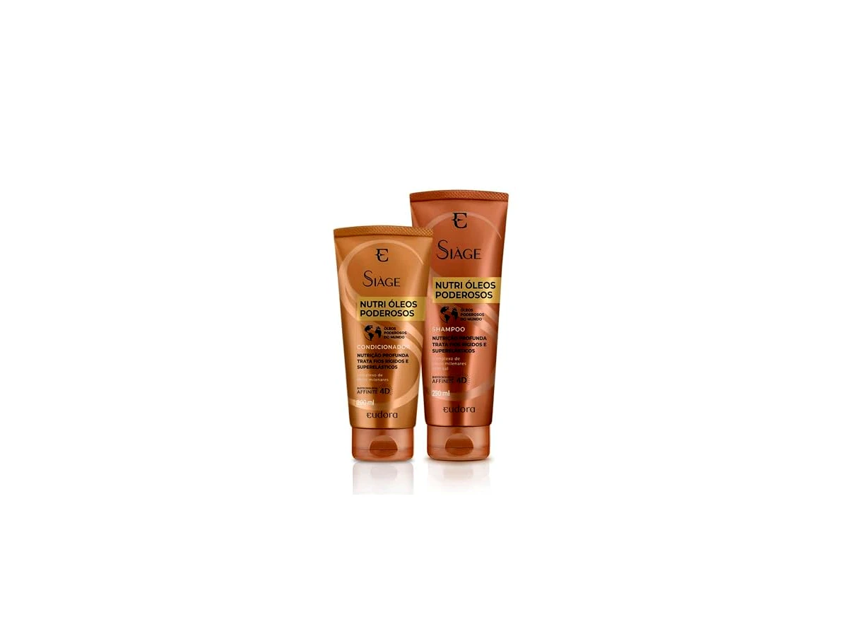 Revisão Shampoo Eudora Siàge Nutri Óleos Poderosos Elixir Nutritivo 250ml: resgate imediato para fios elásticos e rígidos sem pesar a raiz.