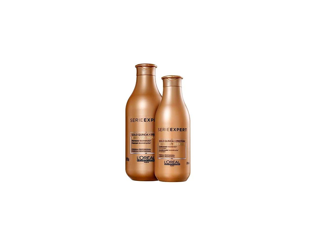 Revisão Kit L'Oréal Professionnel Serie Expert Absolut Repair Gold Quinoa + Protein Shampoo e Condicionador: reconstrução potente sem pesar os fios