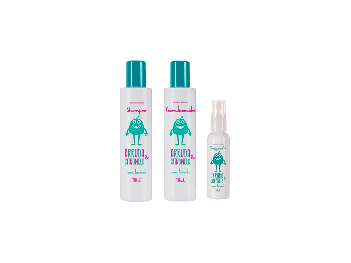Revisão Kit Mata Piolho e Lêndeas Arruda e Citronela Shampoo Condicionador e Spray Abelha Rainha: proteção contínua para a rotina escolar