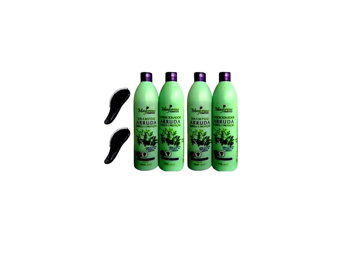 Revisão Maycrene Kit 2 Shampoos 2 Condicionadores Arruda Contra Piolhos com 2 Escovas de Pentear: volume imbatível para surtos em família