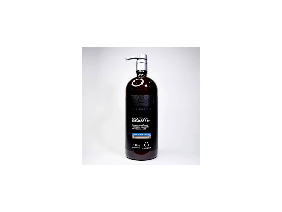 Revisão Shampoo Tonalizante Vita Hominis Black Touch 3x1 1L: rendimento imbatível e camuflagem progressiva premium