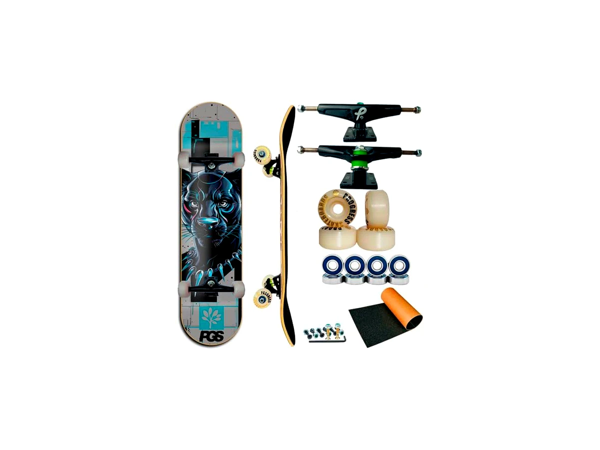 Revisão Skate Montado PGS Profissional Marfim Wood Black 8.0" com Rodas Poliuretano 53mm e Lixa Emborrachada: o melhor preço para as primeiras remadas sem medo de cair