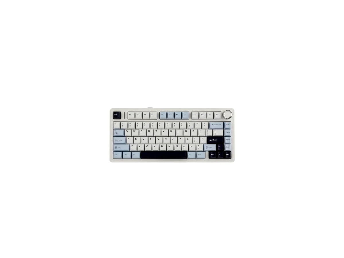 Revisão EPOMAKER x Sala de aula F75 75% Gasket teclado mecânico, sem fios/Bluetooth/USB-C, cinco camadas de almofadas, botão, RGB, bateria, NKRO (LEOBOG Reaper Switch, azul claro): Som premium e conforto imbatível no mercado de entrada