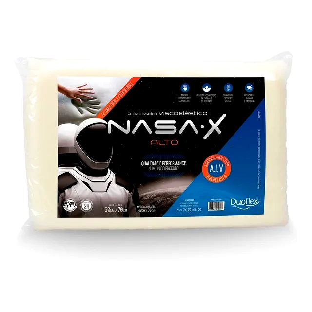 teste Travesseiro Duoflex Viscoelástico 50x70cm Nasa Alto-X