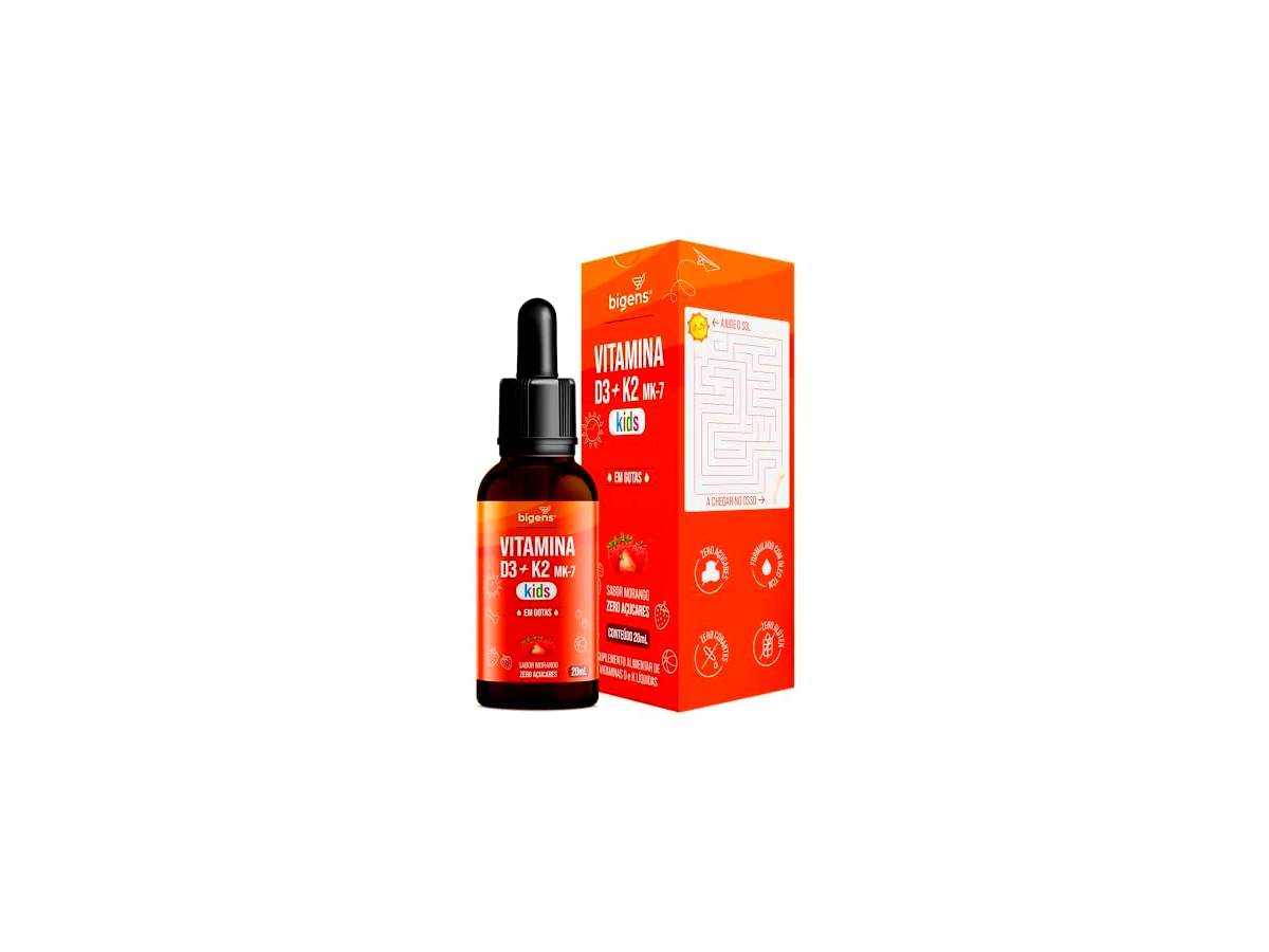 Revisão Vitamina D3 + K2 MK-7 Kids em Gotas Biogens Sabor Morango 20ml: o melhor suporte focado em cálcio e desenvolvimento ósseo